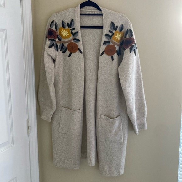 Boundless North Long Tan Cardigan Floral size Small - Picture 2 of 8